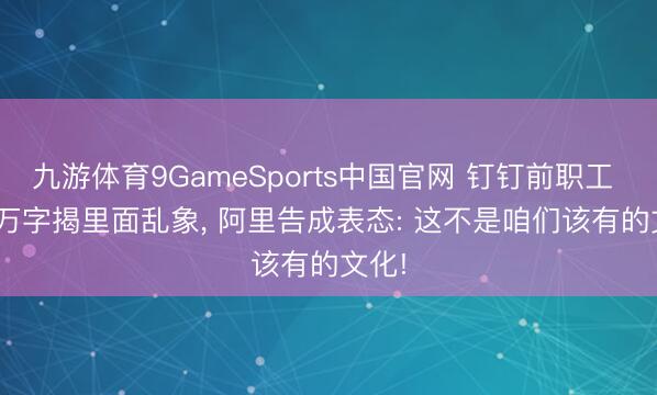 九游体育9GameSports中国官网 钉钉前职工 7.5 万字揭里面乱象， 阿里告成表态: 这不是咱们该有的文化!