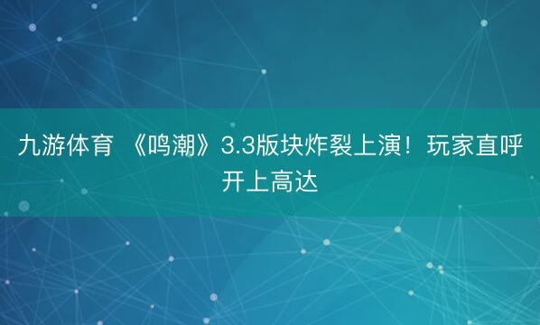 九游体育 《鸣潮》3.3版块炸裂上演！玩家直呼开上高达